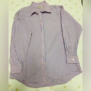 Donald Ross Men’s Pink Blue Plaid Vanderbilt Logo Button Golf Shirt Sz XL